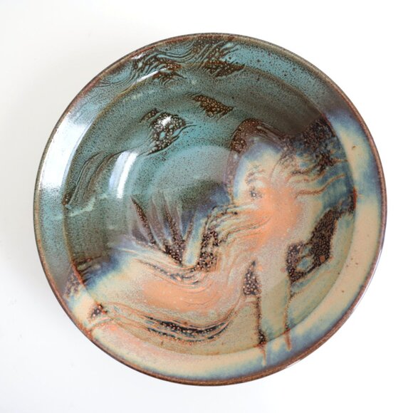 Studio Art Pottery Medium Bowl Signed Dewey - Picture 1 of 5